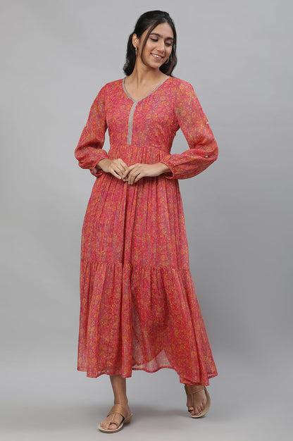 Aurelia Purple Floral Printed Midi Dress For Women