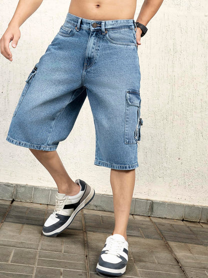 Hubberholme Men Cotton Relaxed Fit Mid-Rise Knee Length Shorts 9