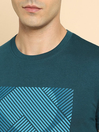 Dennis Lingo MenS Cotton Teal Solid T-Shirt