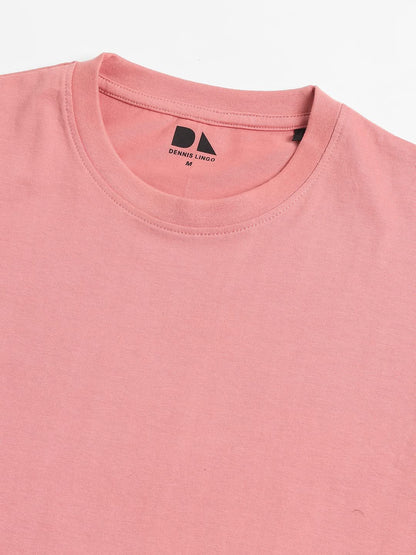 Dennis Lingo MenS Pink Slim Fit Solid Round Neck T-Shirt
