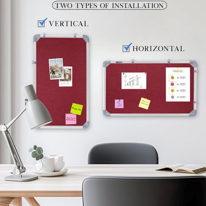 Eduway 1X2 Feet Small Pin Up Board/Notice Board/Bulletin Board/Soft Board/Display Board With High Resilience Foam Fabric For Sch
