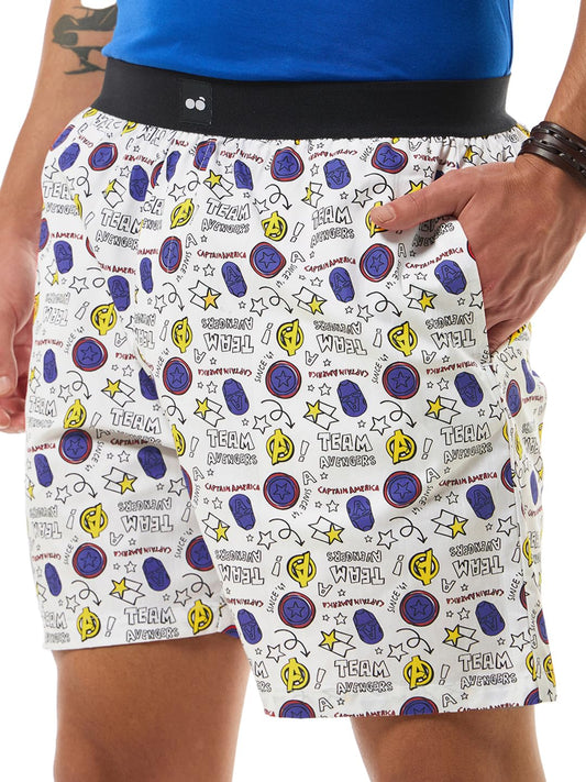 Bewakoof Mens All Over Printed Cotton Boxers - Regular Fit_570850_White_S
