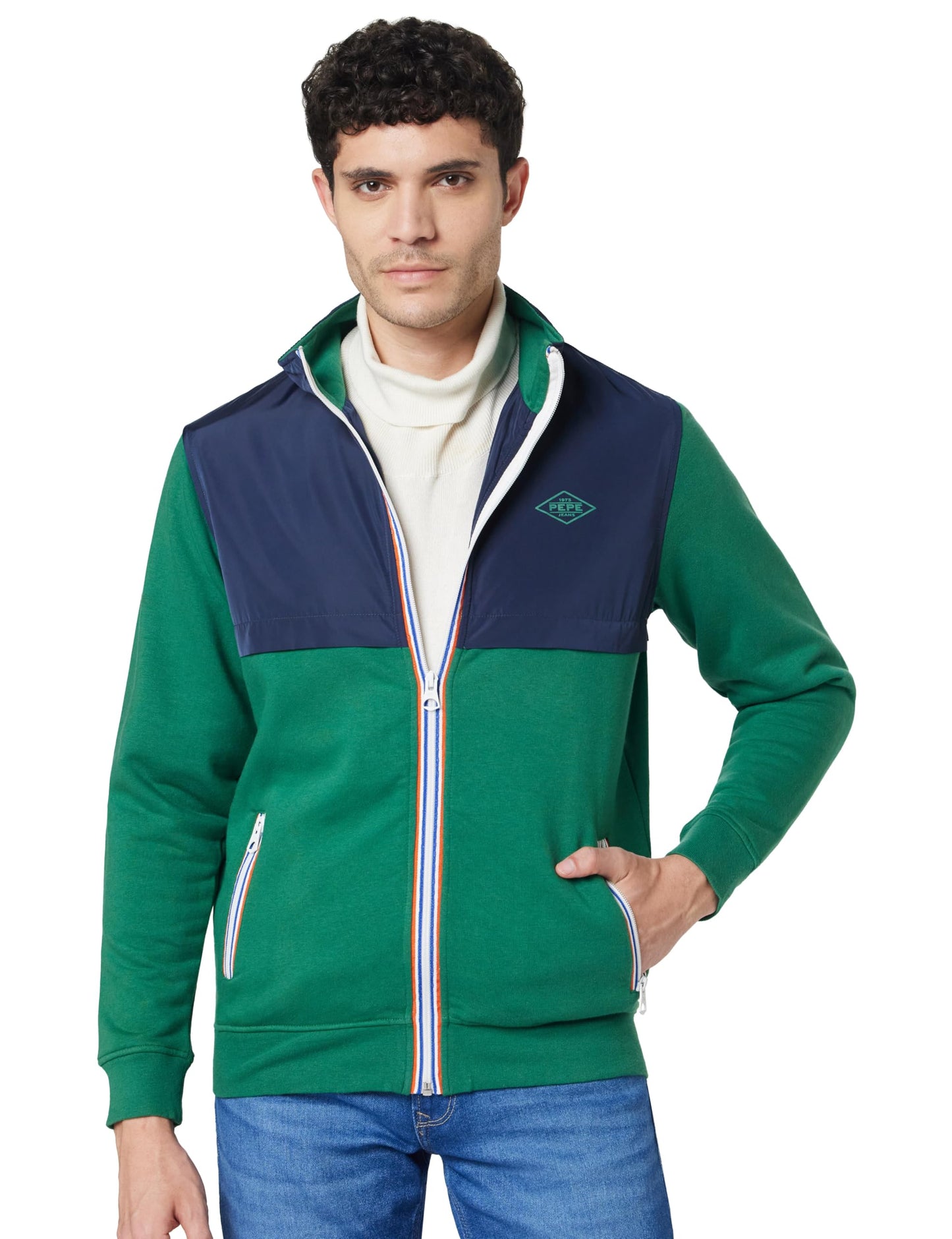 Pepe Jeans Cotton MenS Regular Fit High Neck Sweatshirt, Green