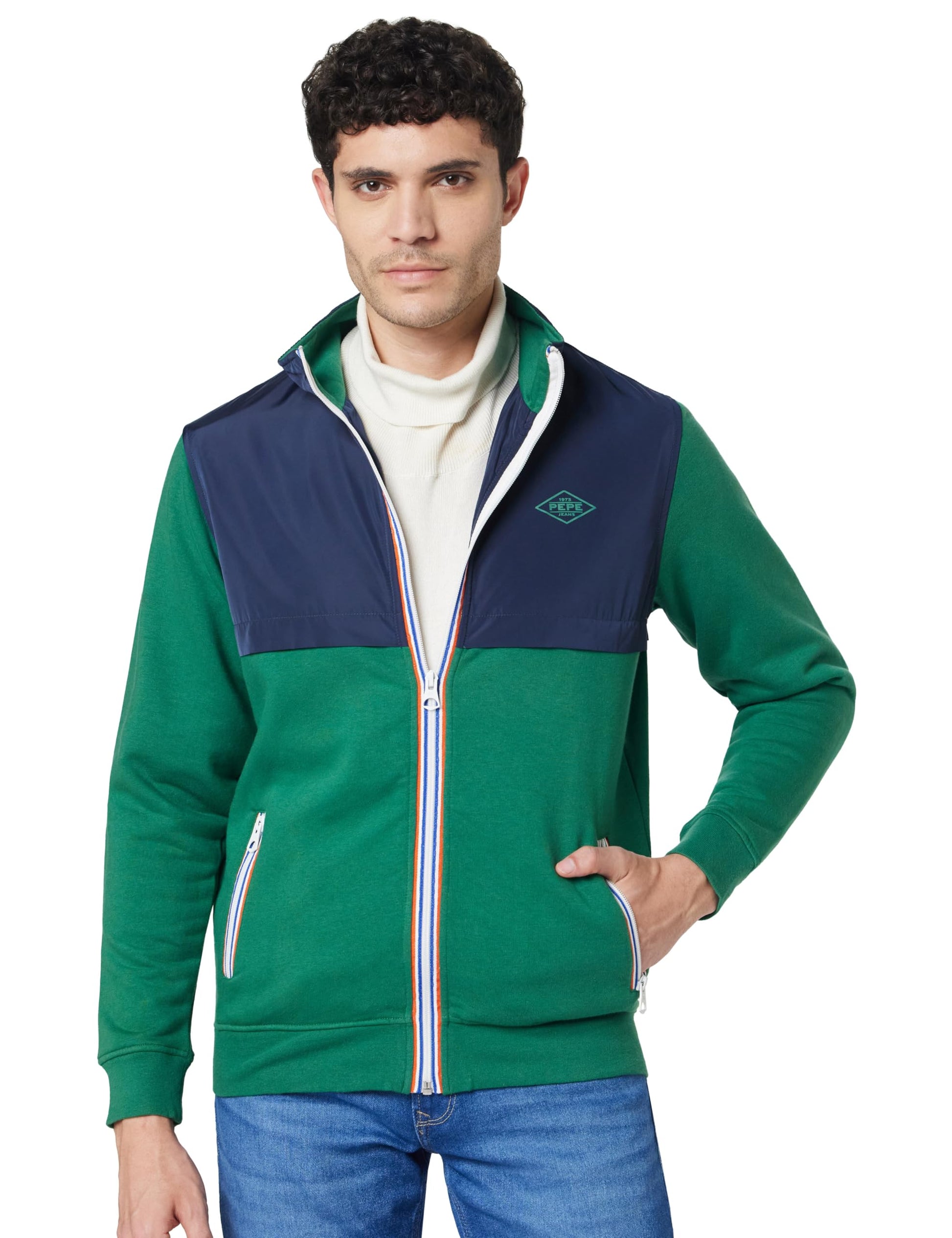 Pepe Jeans Cotton MenS Regular Fit High Neck Sweatshirt, Green