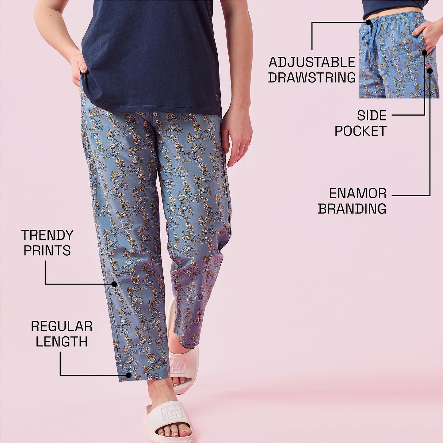 Enamor E7A1 Combed Cotton Printed Mid-Rise Relaxed Fit Hangout Shorts
