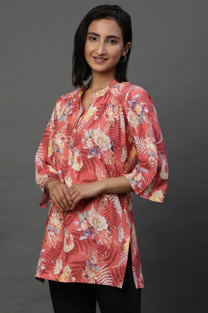 Aurelia WomenS Cotton Floral Regular Kurti (24Fea30438_Red