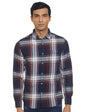 The Indian Garage Co Men Navy Checkered Slim Fit Cotton Casual Shirt