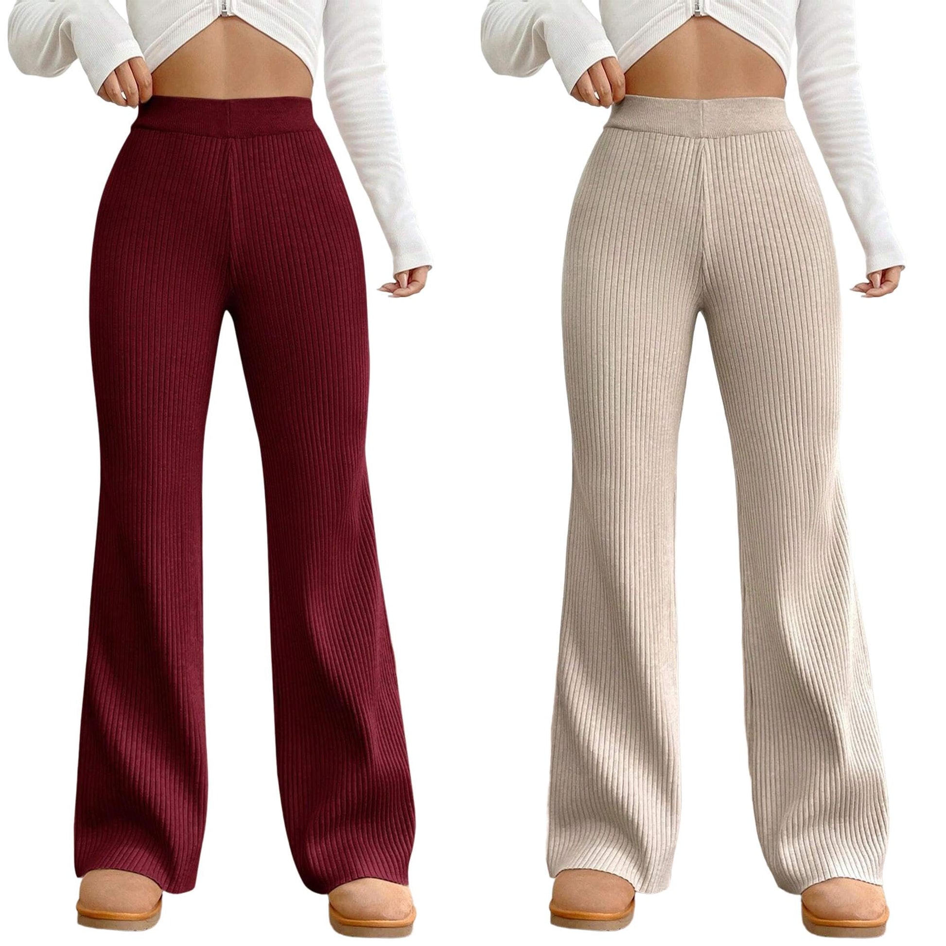 Tee Projekt Regular Fit Trousers for Women| Korean Trousers for Women Maroon-Beige