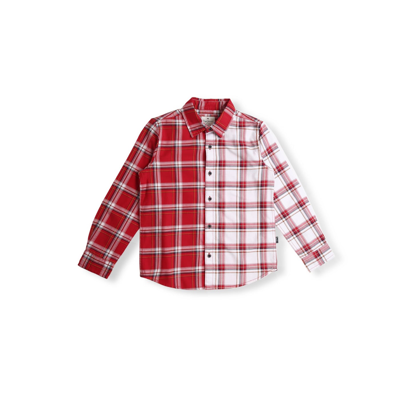 Pepe Jeans Robert Ls Jr Cut & Sew Yarn Dyed Checks Shirt, Red, 14
