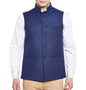 WINTAGE Mens Wool Blend Grandad Nehru Jacket Vest Waistcoat: Blue
