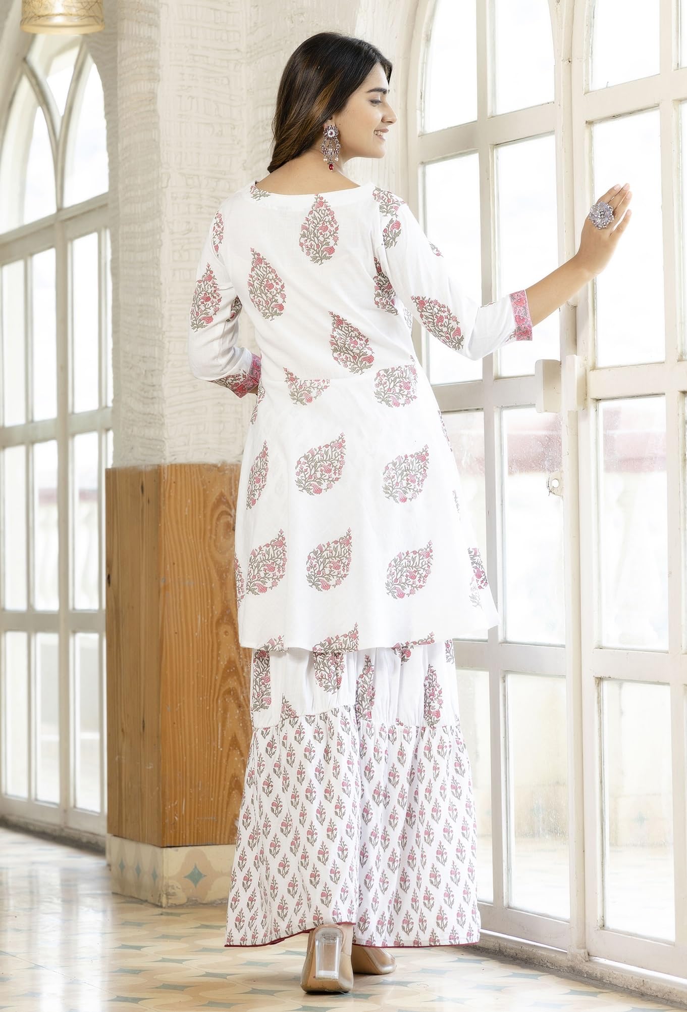 KLOSIA Women Angarakha Kurta and Sharara Set with Dupatta