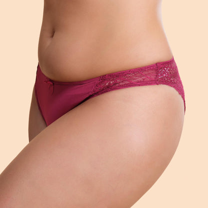 Enamor Womens Nylon Low Waist Medium Coverage Bikini Panty with Sensuous Look at The Back and Sides with Unique Butterfly lace