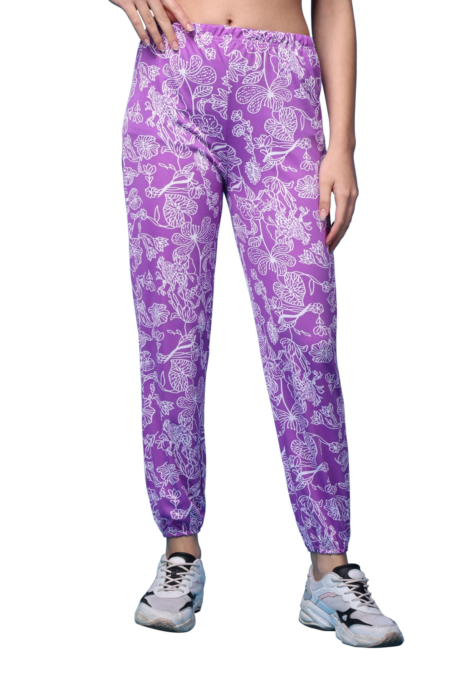 POPWINGS Casual Solid Joggers for Women || Loose Fit Joggers for Summer Wear Lavender