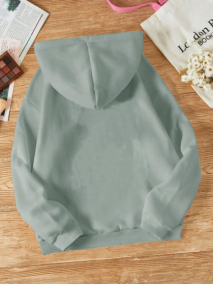 TAGAS Womens Letter Print Full Sleeve Kangaroo Pocket Drawstring Hoodie || Sweatshirt for Women|| Hoodies || Winter Wear for Wo