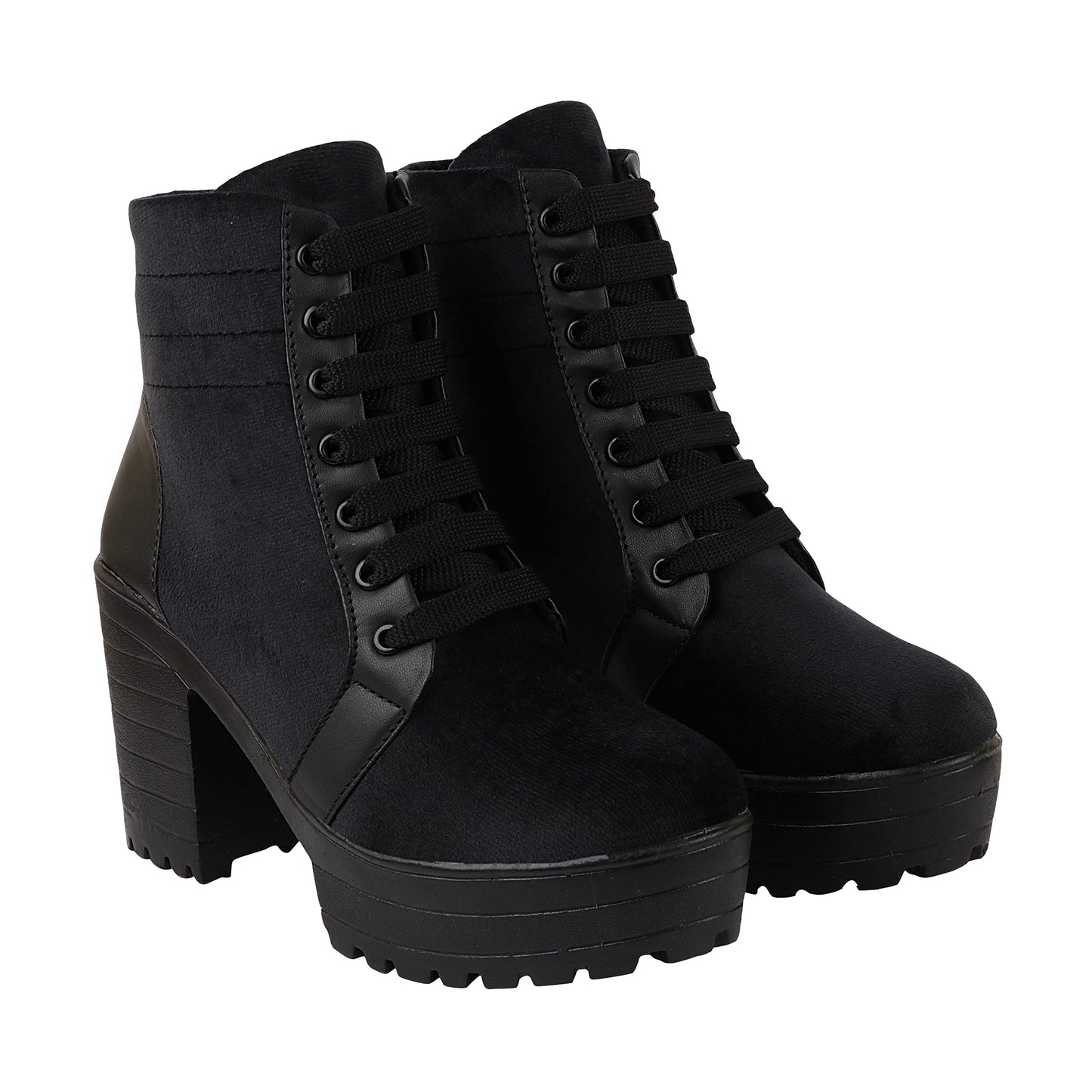 Shoetopia Black Girls Solid Mid Top Heeled Boots