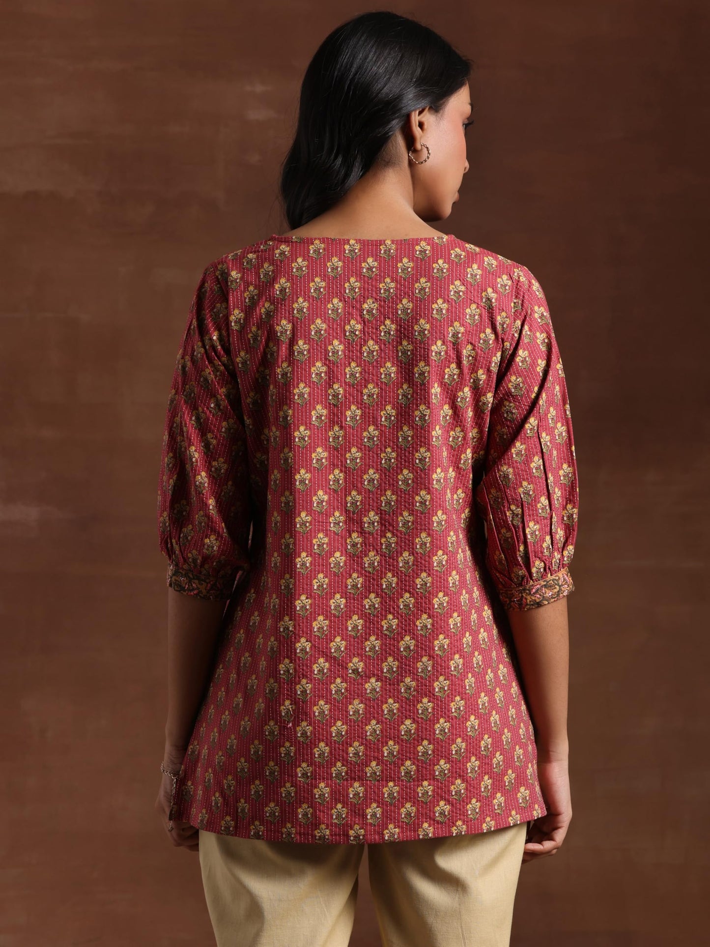 Libas WomenS Cotton Blend Self Design Anarkali Kurtis (26846H Pink
