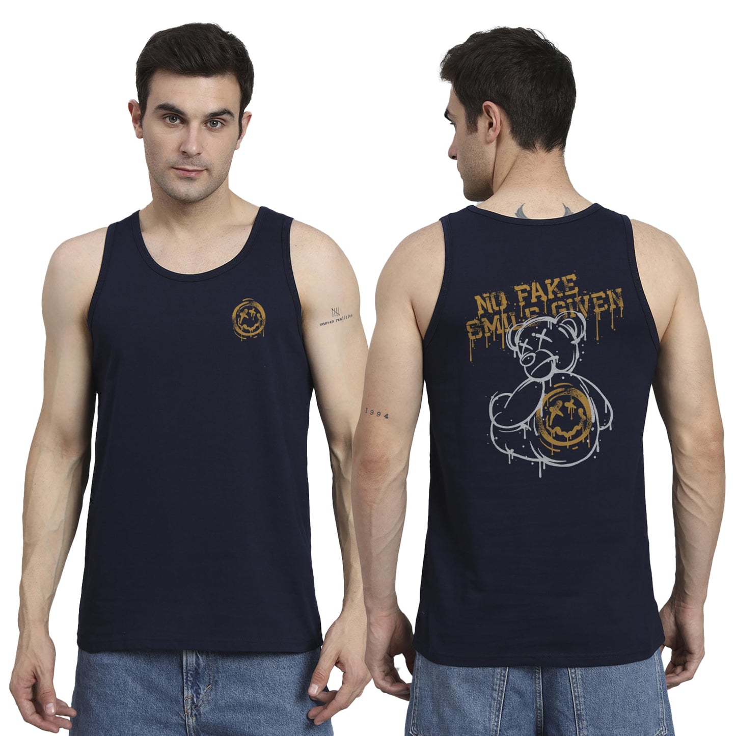Peppyzone Mens S to 5XL Designer Men Vest Teddy Printed Cotton Sando/Baniyan/Ganji for Men and Boys - Perfect for Gym Workouts,