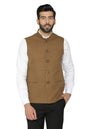 WINTAGE Mens Tweed Wool Festive and Casual Nehru Jacket Vest Waistcoat : Brown