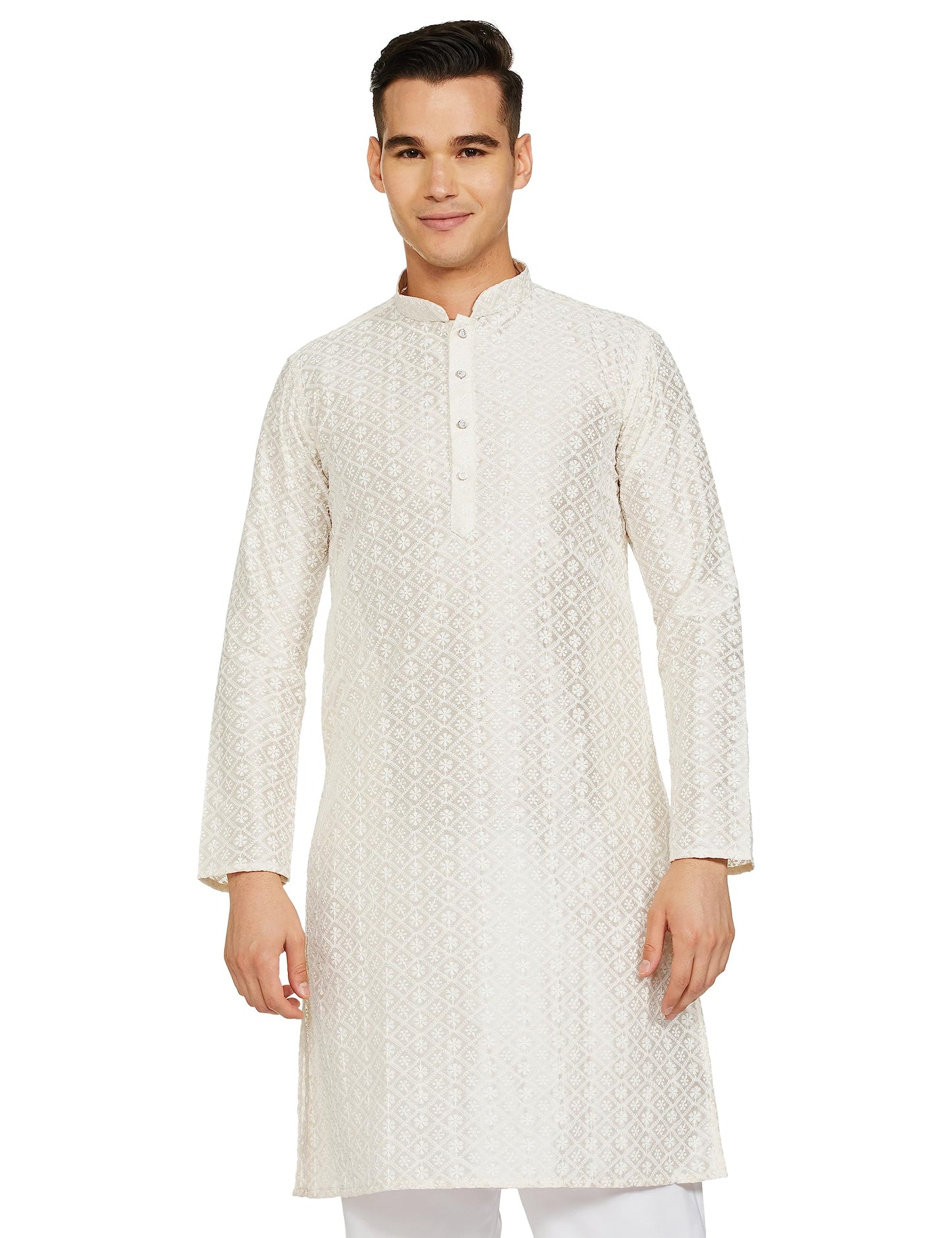 Be Active MenS Traditional Embroidered Lucknowi Full Sleeves Kurta || Cotton Kurta For Men || Men Kurta For Wedding || Kurta Fo