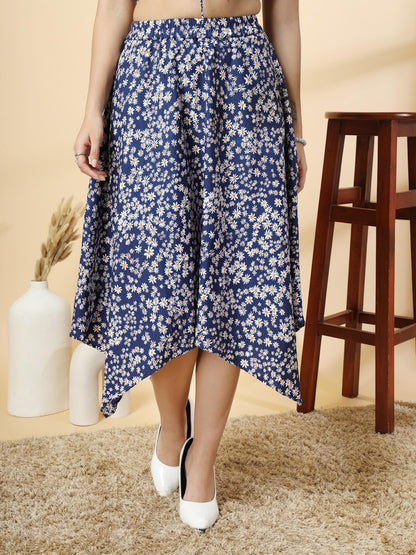 OOMPH! Long Skirts for Women Blue - msk180