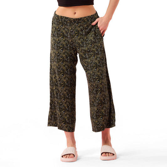 Enamor Womens Relaxed Pants (EA64_Olive Floral