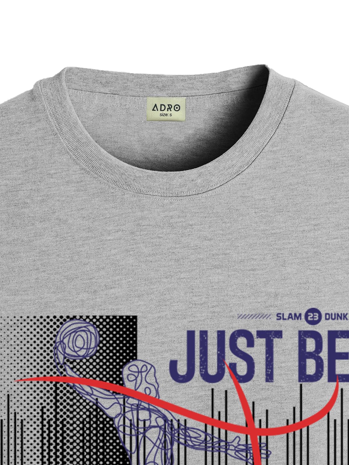 ADRO Men's Graphic Printed 100% Cotton T-Shirt - Regular Fit, Printed T-Shirts for Men (RN24-BCL-GR_Grey)