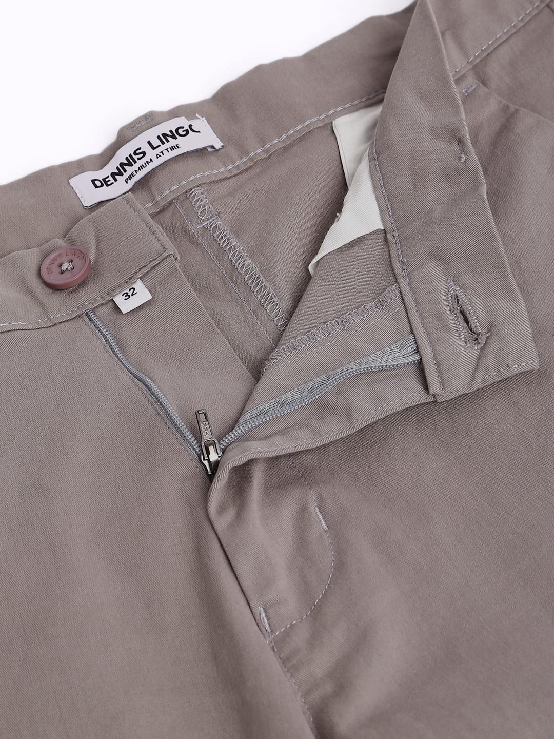 Dennis Lingo Solid Cotton Mens Casual Trouser, Tapered Fit, Mid Rise, Stretchable Ankle Length Chino Trousers Graphite Grey