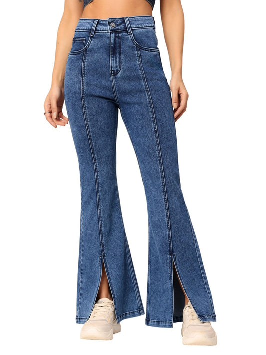 Dolce Crudo WomenS Bootcut High Rise Clean Look Regular-Length Stretchable Denim Bootcut Jeans (Doss24Den12-92-360-34, Stormy B