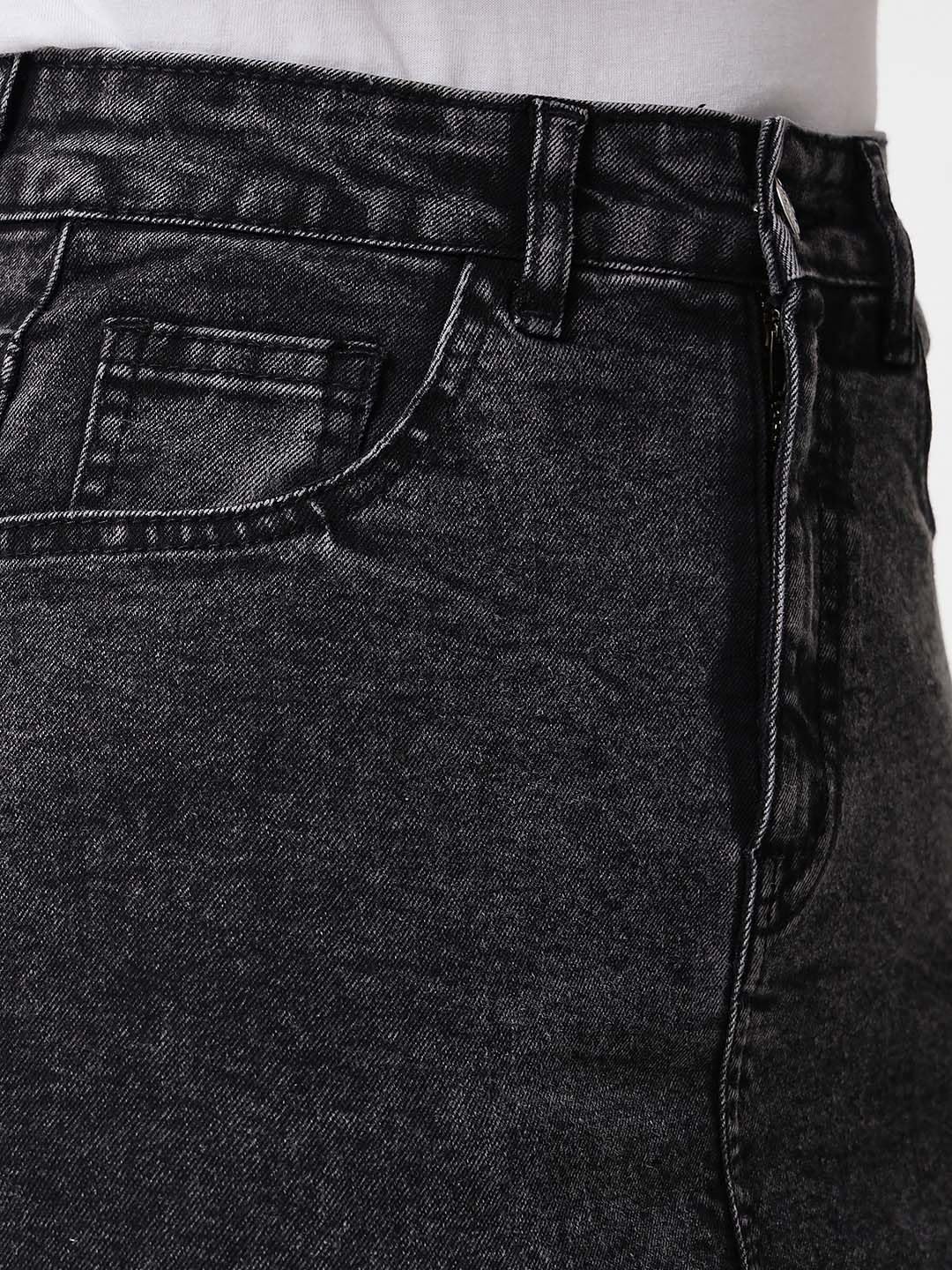 Kotty WomenS Solid Western Looks Straight Skirt Coal Black