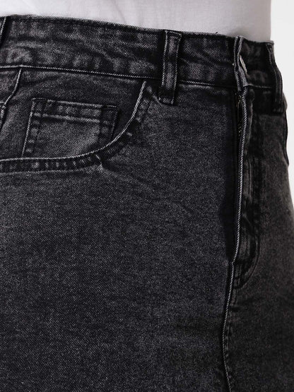 Kotty WomenS Solid Western Looks Straight Skirt Coal Black