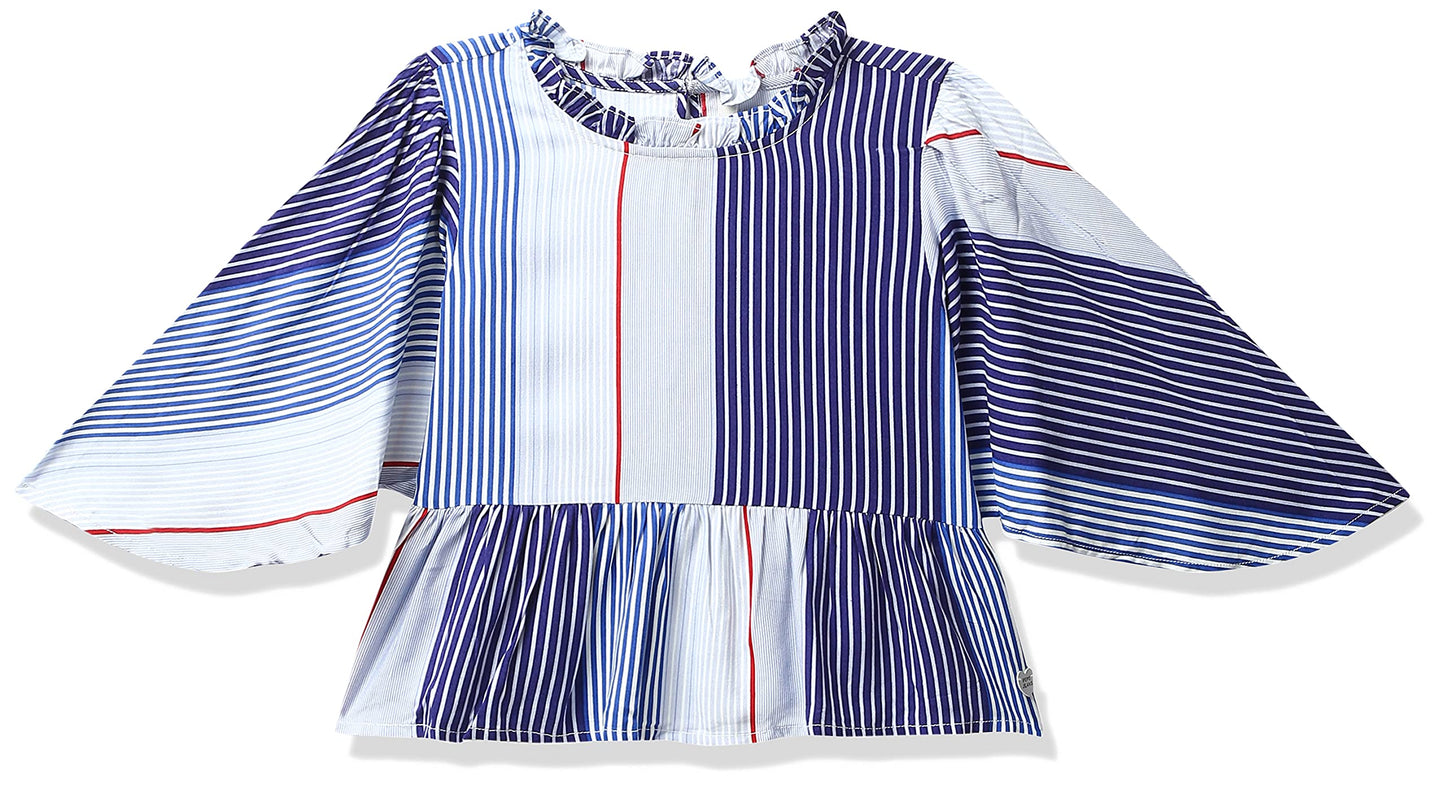 Pepe Jeans GirlS Striped Regular Shirt (Pg301416_Blue 10)