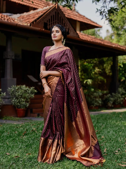 Sugathari Womens Maroon Banarasi Kanchipuram Silk Saree for Women  Traditional Wedding & Party Saree with Blouse Piece  Ethnic