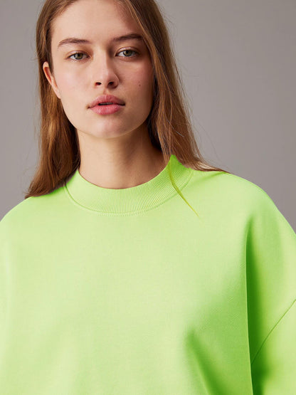 Kotty WomenS Fleece Sweatshirt Solid Pattern With Classic Round Neck(Green,Xl)