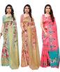 Yashika Womens Combo Art Silk Saree with Blouse Piece-Pack of 3 Light Green-AIR Peach-MAITHALI Pink Multicolor-02