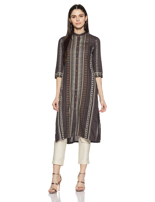 W for Woman Women's Rayon, Cotton Straight Kurta
