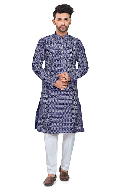 Be Active MenS Cotton Embroidered Lucknowi Navy Blue Kurta Set || MenS Kurta Pajama || MenS Kurta Pajama Set || Kurta Pajama