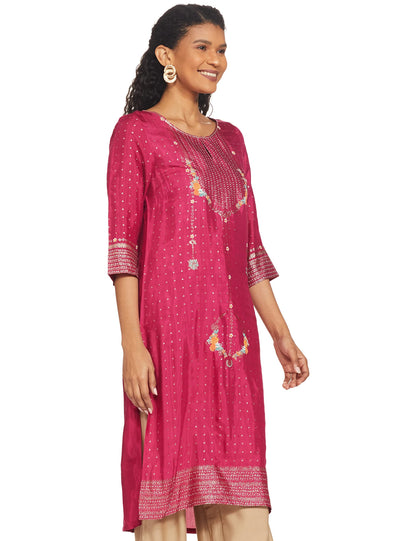 W for Woman Women Viscose Printed Festive Regular Kurta