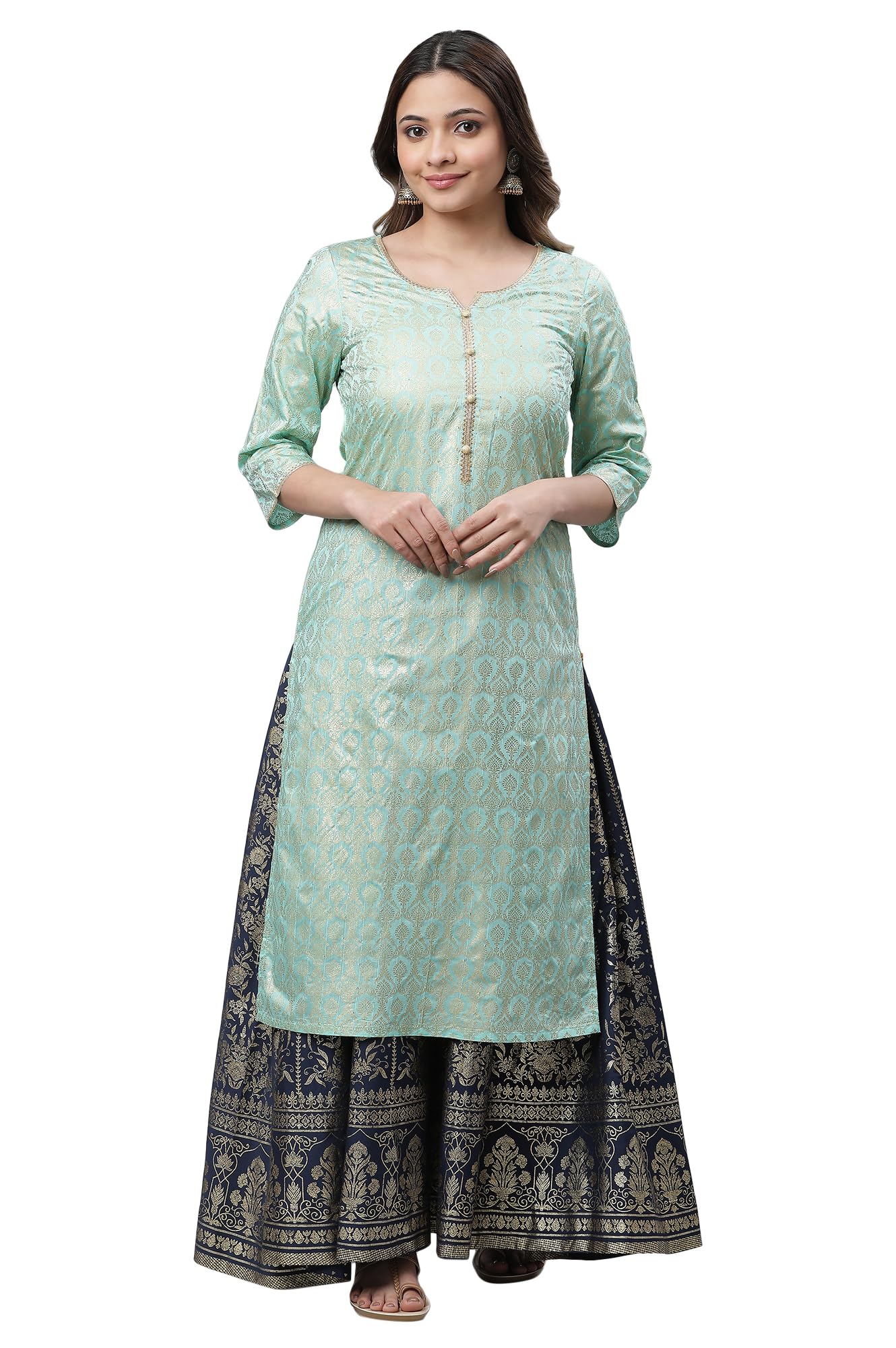 Aurelia Women's Viscose Regular Shirt (23AUA14689-507575_Mint Green