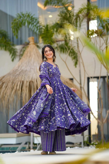 Wedani Anarkali Kurta Set for Women Blue