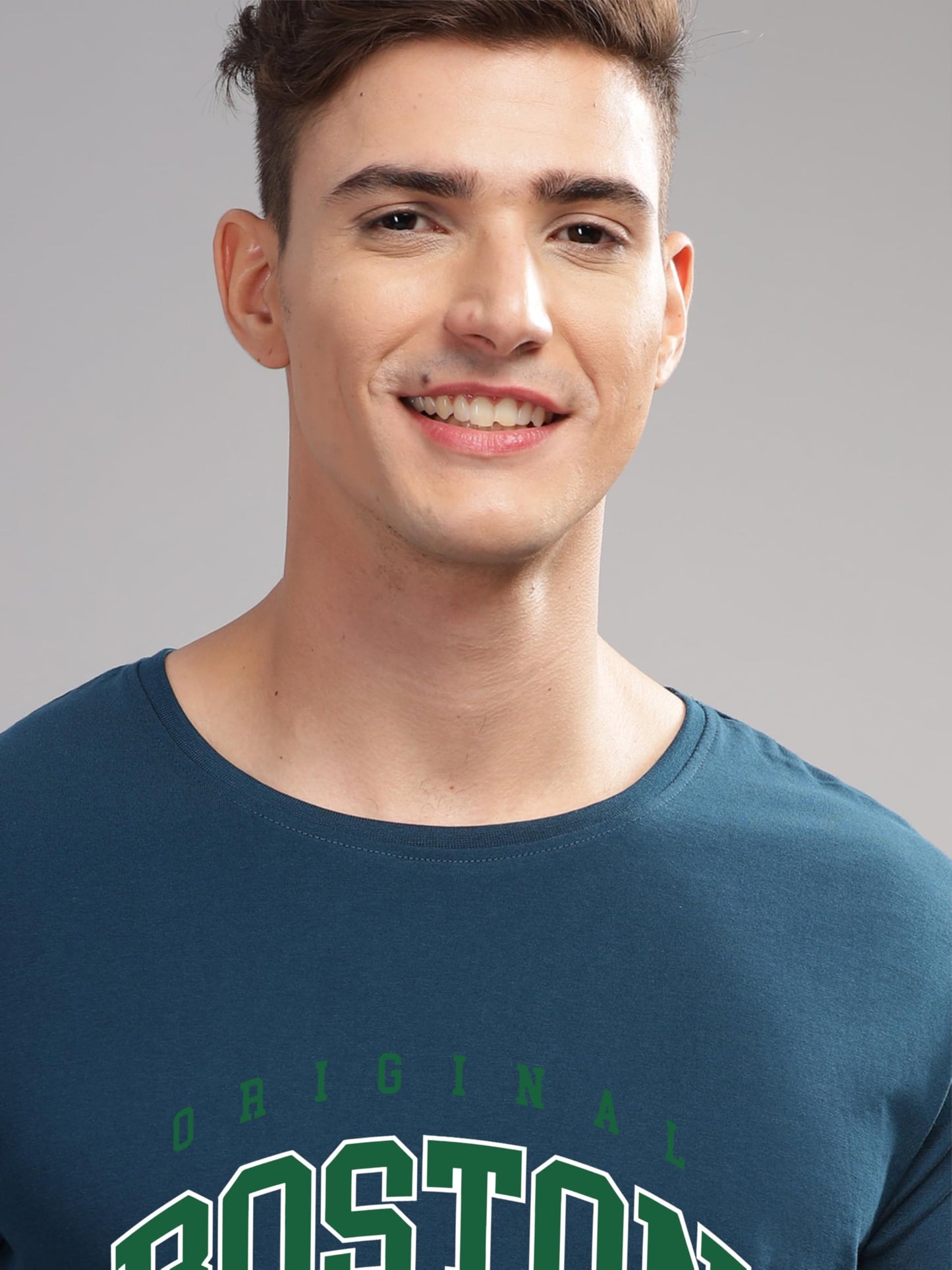 ADRO Mens Printed T Shirt - Premium Cotton Graphic Printed Tshirt - Teal T-Shirt - RN24-BOST-SB