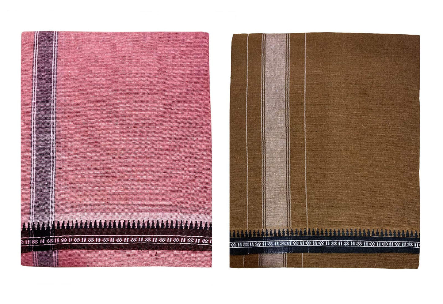 Prakasam Cotton Mens Colour Thalapathi Border Single Dhoti/Size1.28X2.00 Mtrs/Combo Pack Of 2 Dhoties