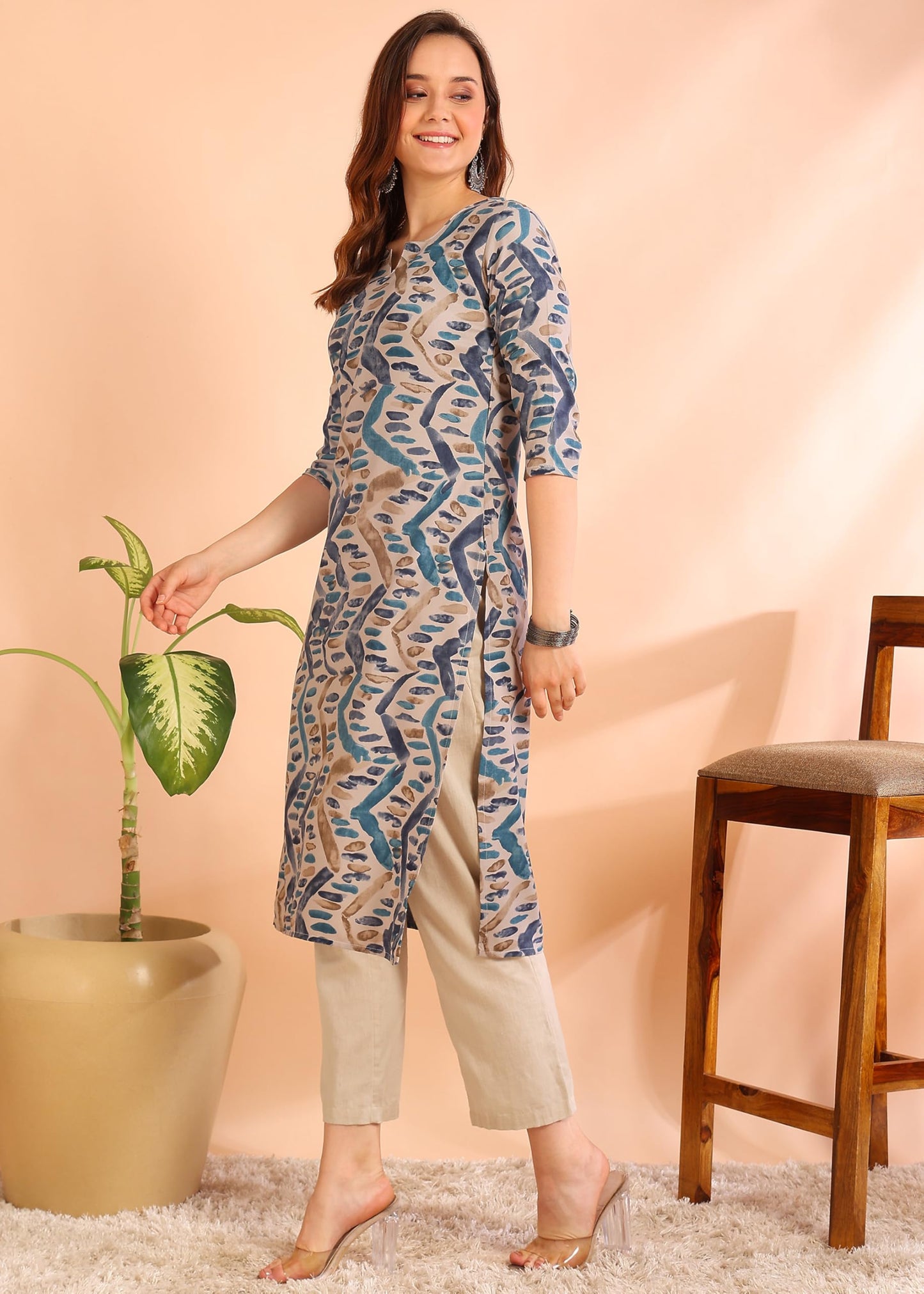 Dsk Studio Poly Rayon Printed Straight Kurti For Women