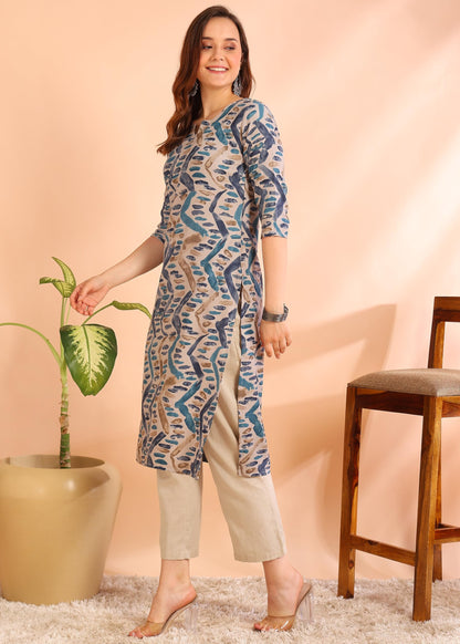Dsk Studio Poly Rayon Printed Straight Kurti For Women