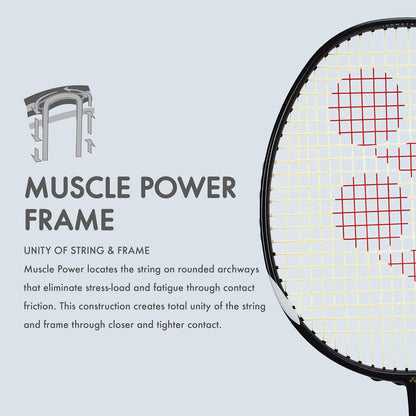 YONEX Muscle Power 29 Badminton Racket - Carbon Graphite, 85g, Max Tension 30lbs, Black/White, Model MP29LTC, for Intermediate Players