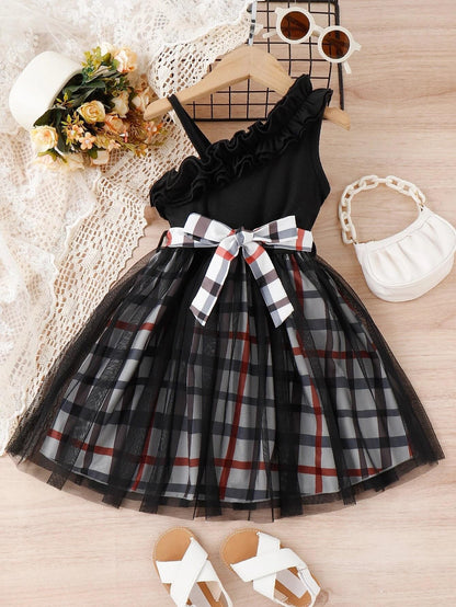 TAGAS Baby Girls Polyester Fit and Flare Knee-Length Dress | Girls Dress Black