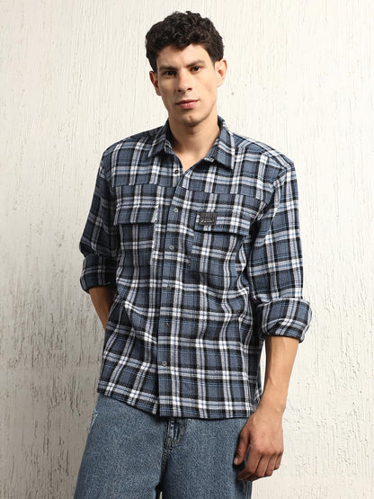 Hubberholme Men Summer Cotton Spread Collar Long Sleeves Oversized Casual Shirt 30