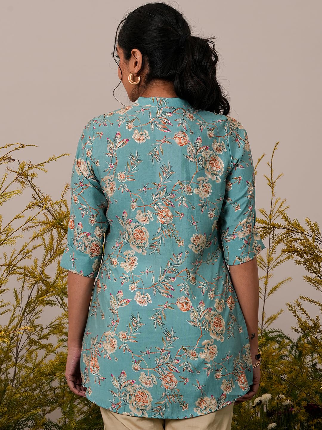 Libas WomenS Silk Blend Printed A-Line Kurtis (37071_Blue