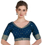 Pujia Mills Women Indian Ethnic Wear Designer Golden Codding With Zari Embroidered Diamond Work Round Neck Half Sleeve Readymade