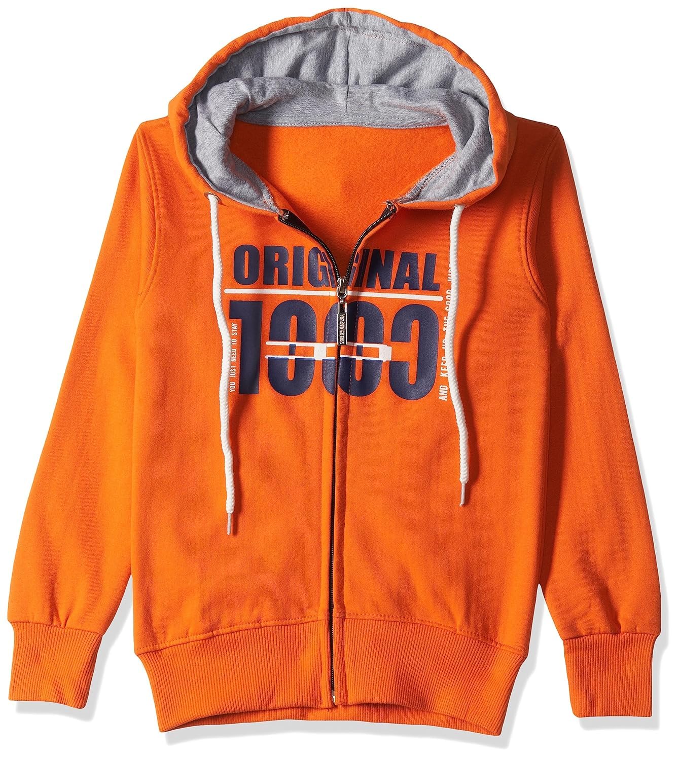 T2F Cotton Hooded Neck Regular Fit Hoodie (Boys-SS_35_Orange