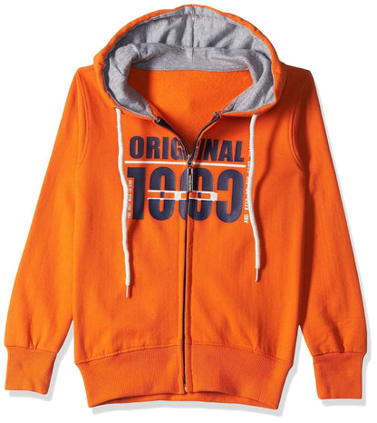 T2F Cotton Hooded Neck Regular Fit Hoodie (Boys-SS_35_Orange